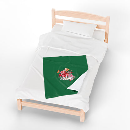 Slytherin 'Always' Floral Design Velveteen Plush Blanket