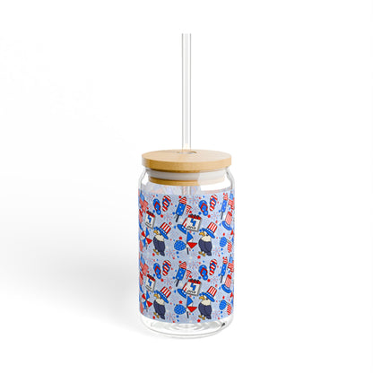 Patriotic Sipper Glass, 16oz | Fun Drinks, Summer Parties, BBQs, Independence Day, Kids' Parties, Reusable Water Bottles, Gift Ideas