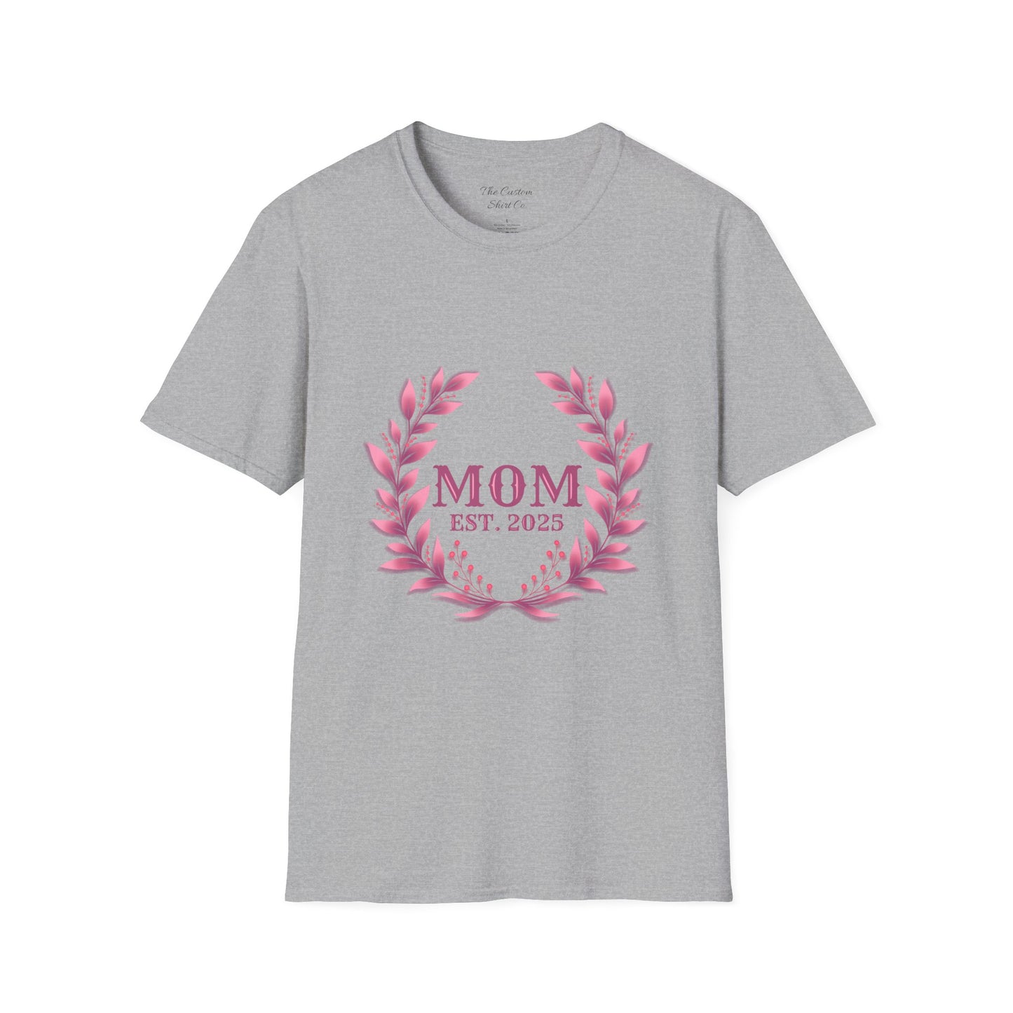 Mom Est. 2025 Floral Wreath T-Shirt
