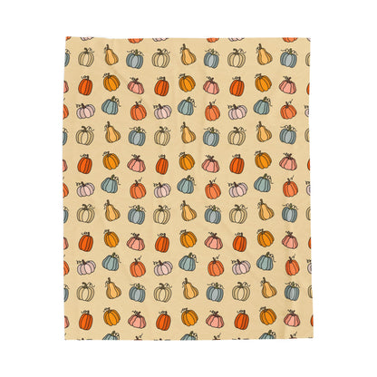Pumpkin Patterned Velveteen Plush Blanket