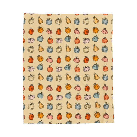 Pumpkin Patterned Velveteen Plush Blanket