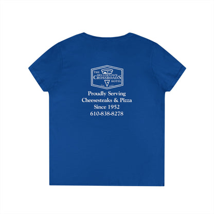 Ladies' V-Neck T-Shirt - Hellertown Crossroads Hotel Design